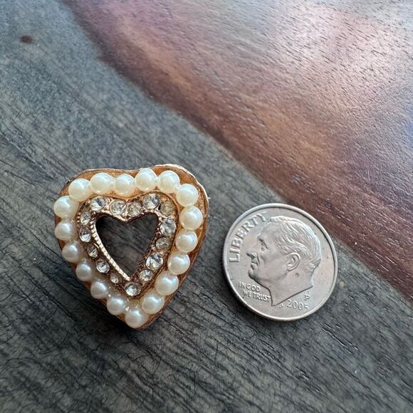 Vintage Pin Faux Pearl and Faux Diamond Gold Tone - Picture 2 of 5
